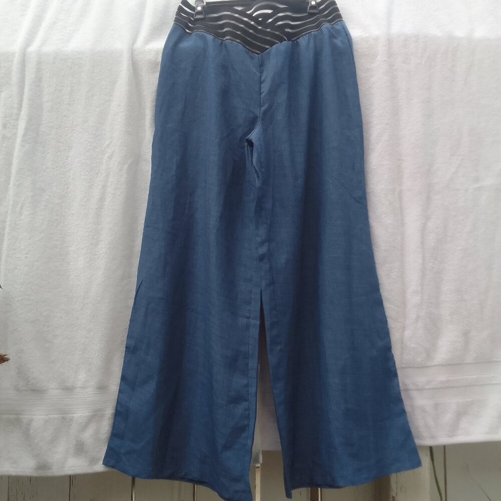 Bundle sunglass&Well-design luxury stylish dressy silky-soft-cool wide-leg pant
